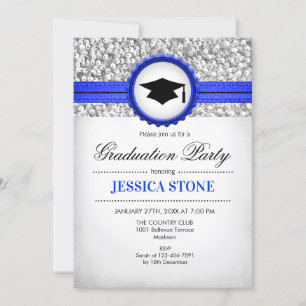 Invitación Partido de Graduación - Azul real blanco plateado