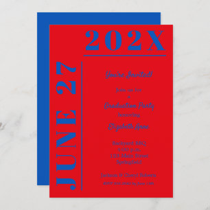 Invitación Partido de Graduación Azul y Crimson