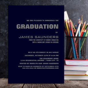 Invitación Partido de Graduación Azul y Gris de la Marina Mod