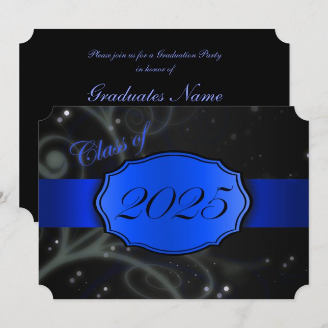 Invitación Partido de Graduación Azul y Negro 2025 (Anverso / Reverso)