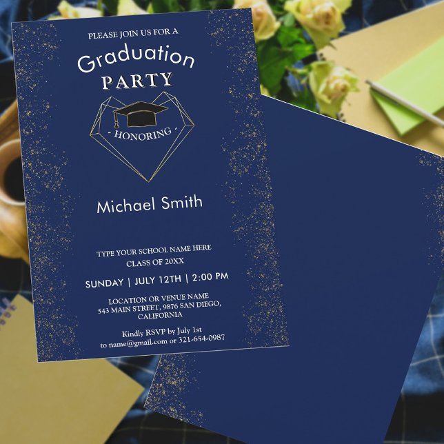 Invitación Partido de Graduación Azul y Oro de la Marina mini (Subido por el creador)