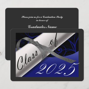 Invitación Partido de Graduación Azul y Plata