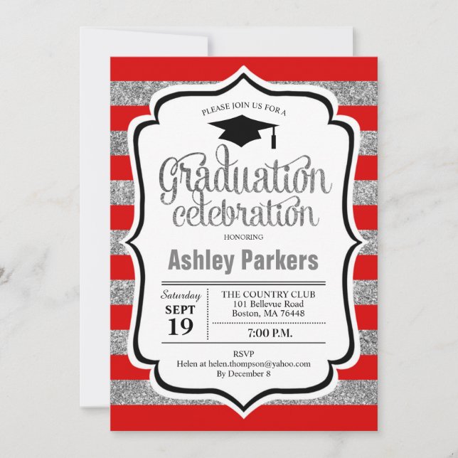 Invitación Partido de Graduación - Bandas de Plata Rojas (Anverso)
