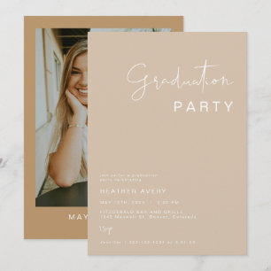 Invitación Partido de Graduación Beige Toneado por el Boho Ea