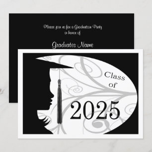 Invitación Partido de Graduación Black and White Silhouette 2