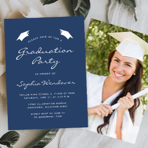 Invitación Partido de Graduación Blanca Azul de la Marina de 