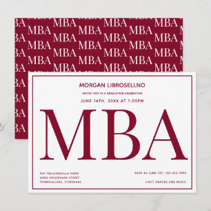 Invitación Partido de Graduación Blanca Borgoña de grado MBA
