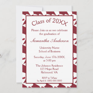 Invitación Partido de Graduación Blanca y Borgoña