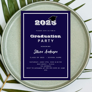 Invitación Partido de Graduación blanco azul 2025