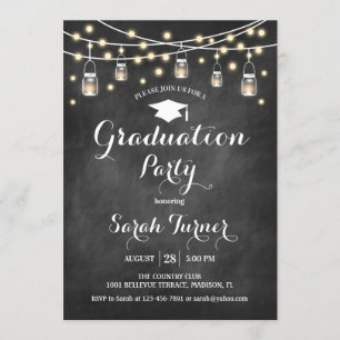 Invitación Partido de Graduación - Blanco Negro Chalkboard