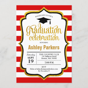 Invitación Partido de Graduación - Blanco Negro Oro Rojo
