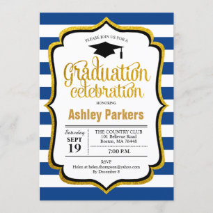 Invitación Partido de Graduación - Blanco Oro Azul de la Mari