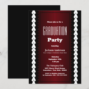 Invitación Partido de Graduación Blanco y Rojo Negro