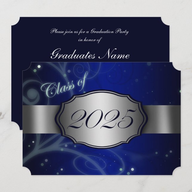 Invitación Partido de Graduación Blue & Silver 2025 (Anverso / Reverso)