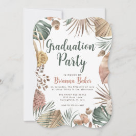 Invitación Partido de Graduación Boho Floral Pampas