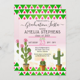Invitación Partido de Graduación Boho Moda Cactus Fiesta