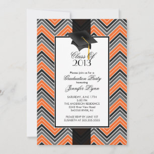 Invitación Partido de Graduación Chevron 2013, Naranja modern