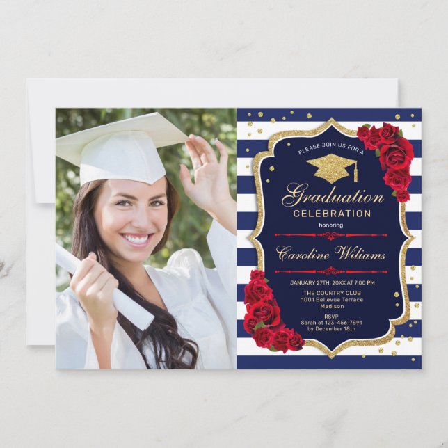 Invitación Partido de Graduación con Foto - Marina de Oro Roj (Anverso)