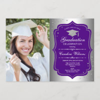 Partido de Graduación Con Foto - Púrpura Plateado
