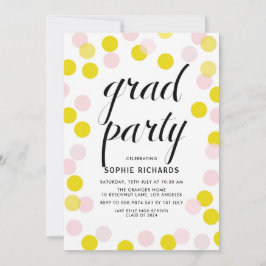 Invitación Partido de Graduación Confetti con puntos de polka