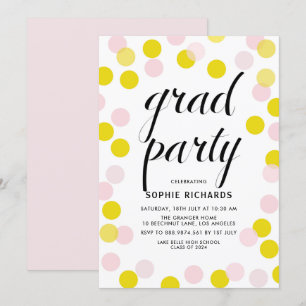 Invitación Partido de Graduación Confetti con puntos de polka