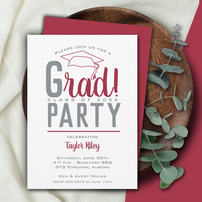 Invitación Partido de Graduación Crimson y Gris (Subido por el creador)