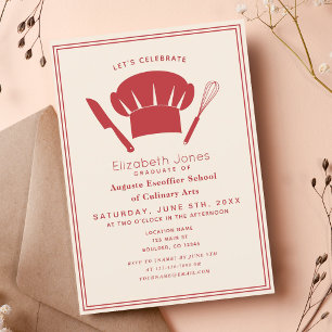 Invitación Partido de graduación culinaria mínima