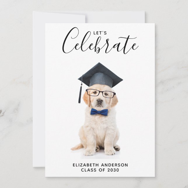 Invitación Partido de Graduación Cute Puppy Graduate (Anverso)