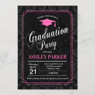 Invitación Partido de Graduación - Damasco blanco rosado