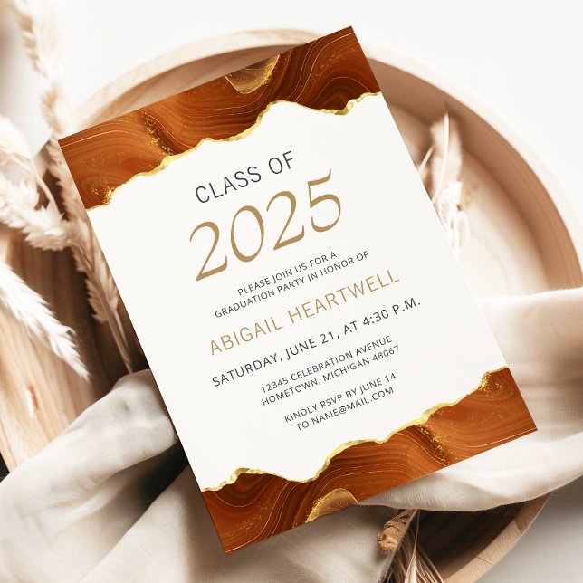 Invitación Partido de Graduación de 2025 Naranja quemado Agat (Subido por el creador)
