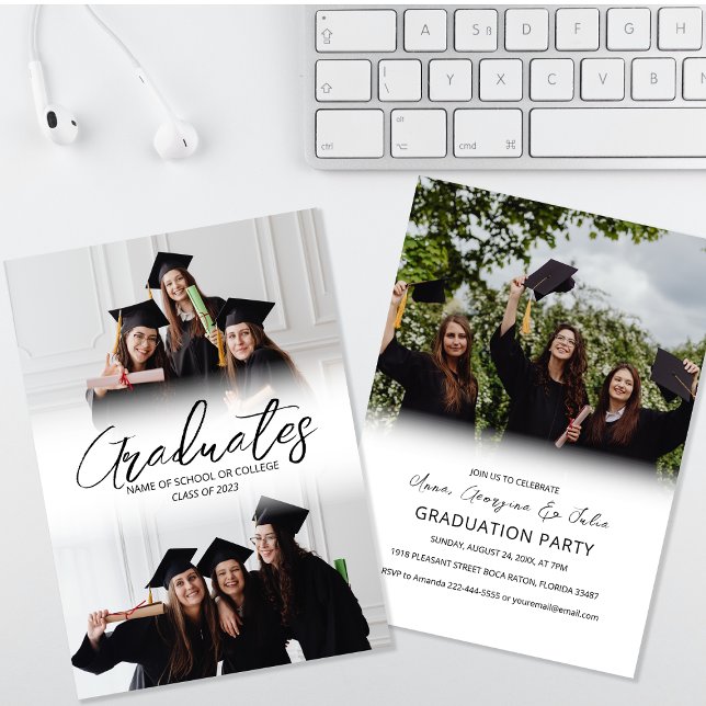 Invitación Partido de graduación de amigos de Collage de foto (Subido por el creador)