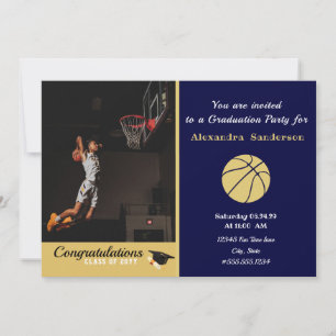 Invitación Partido de graduación de Baloncesto Navy Blue y Go