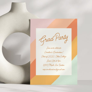 Invitación Partido de Graduación de Banda Pastel con Guión Mo