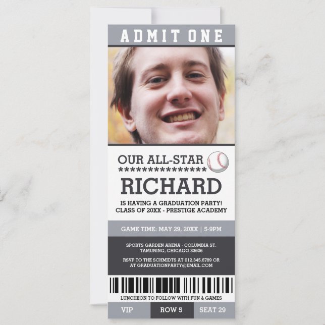 Invitación Partido de Graduación de Béisbol invita (Anverso)