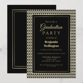 Invitación Partido de Graduación de Blanco y Oro Negro
