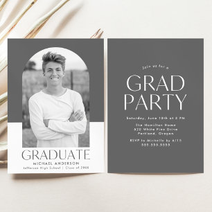 Invitación Partido de graduación de bloques de color gris de