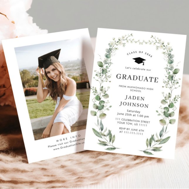 Invitación Partido de Graduación de Boho Floral de Eucalyptus (Subido por el creador)