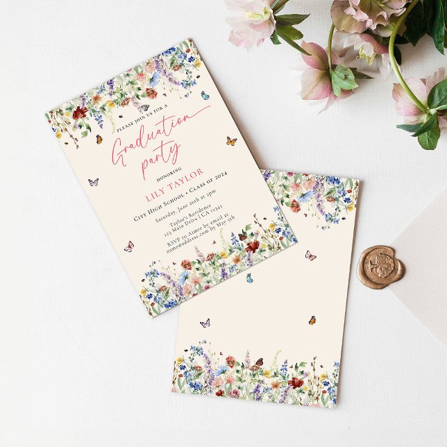 Invitación Partido de Graduación de Boho Wildflowers & Butter (Subido por el creador)