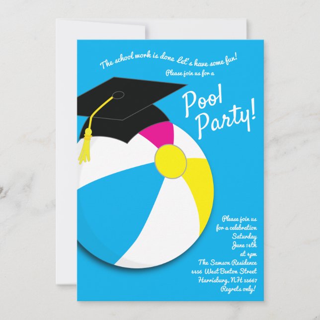 Invitación Partido de Graduación de Bola de Playa Fiesta de P (Anverso)