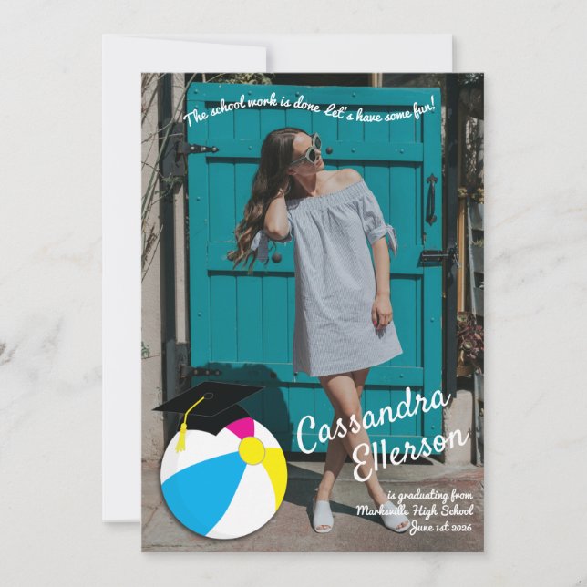 Invitación Partido de Graduación de Bola de Playa Fiesta de P (Anverso)