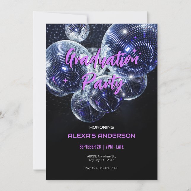 Invitación Partido de graduación de bola disco (Anverso)