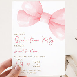 Invitación Partido de Graduación de Bow Rosado