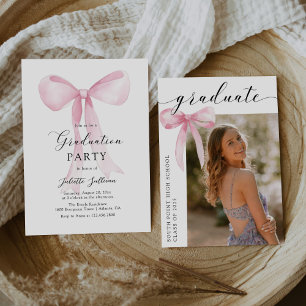 Invitación Partido de Graduación de Bow Rosado