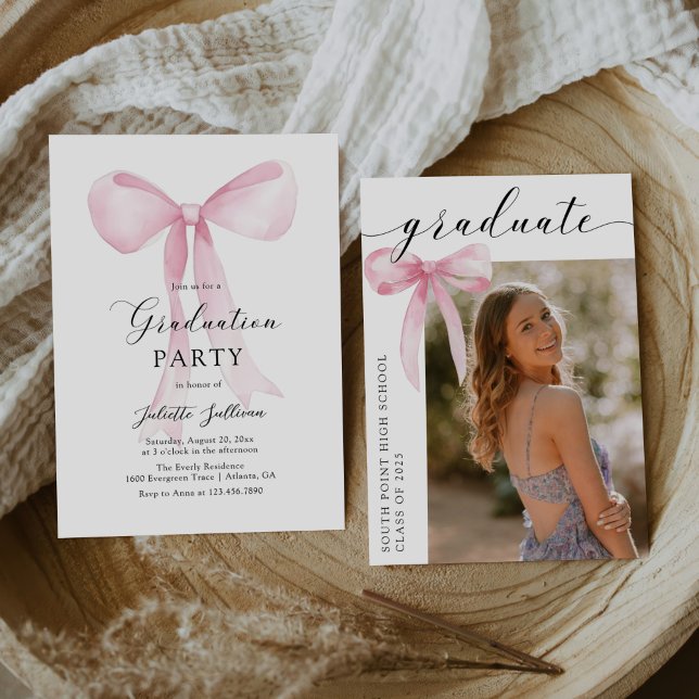 Invitación Partido de Graduación de Bow Rosado (Subido por el creador)