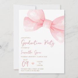 Invitación Partido de Graduación de Bow Rosado