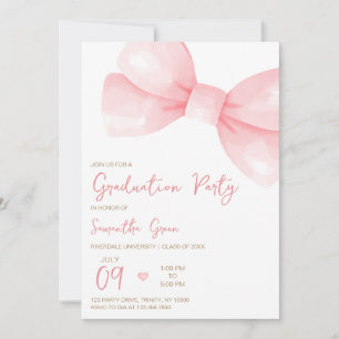 Invitación Partido de Graduación de Bow Rosado