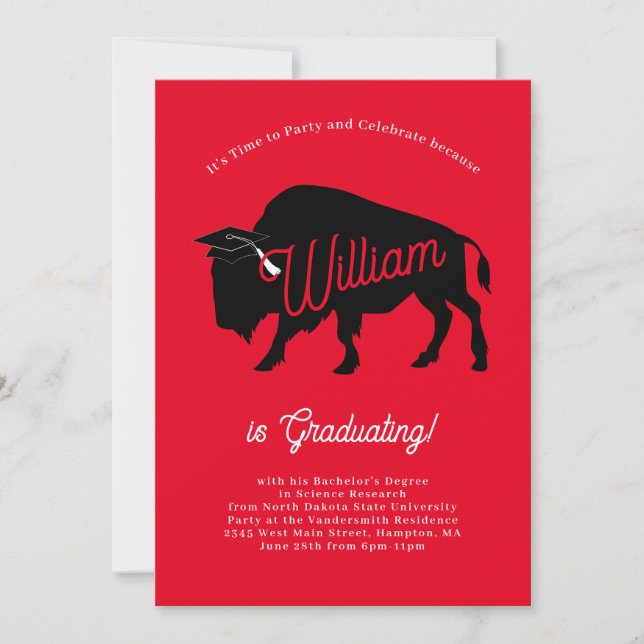 Invitación Partido de Graduación de Búfalo Bison Silhouette (Anverso)