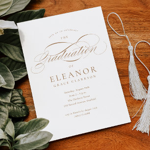 Invitación Partido de graduación de caligrafía elegante de or