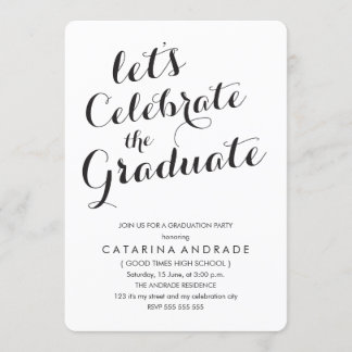 Invitación Partido de graduación de caligrafía foto blanco ne