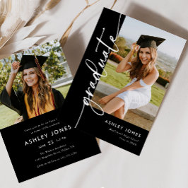 Invitación Partido de Graduación de Caligrafía Negra